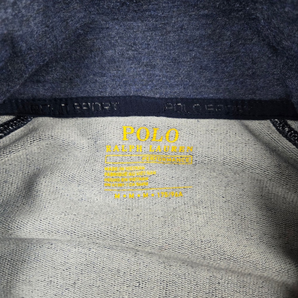 Polo Ralph Lauren Track Jacket Mens Medium Blue Full Zip Elbow Patch Performance - Picture 3 of 8